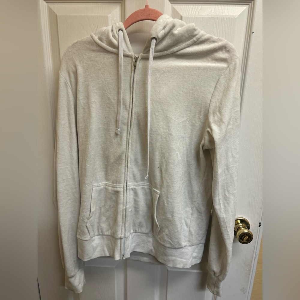 Fashion Nova White Velour Jacket and shorts set